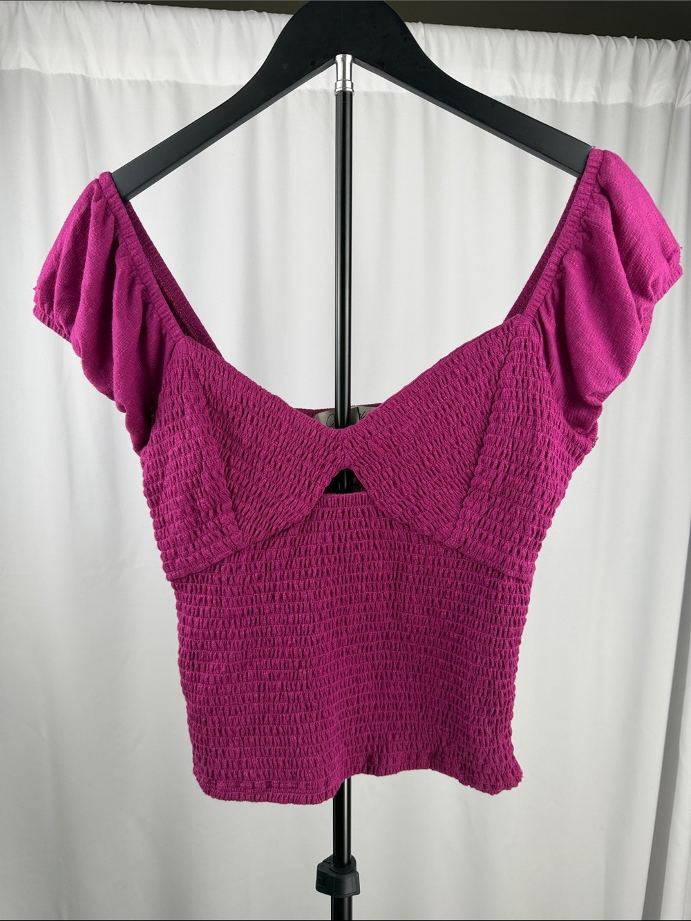 Ruched Sweetheart Crop Top in Fuchsia